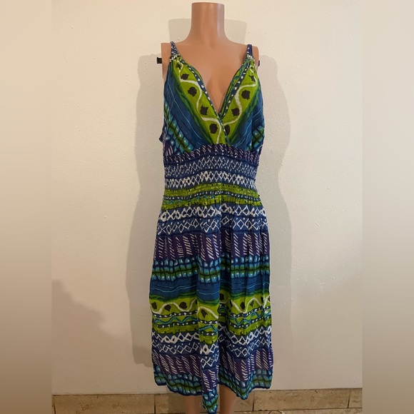 Casse’s Maxi Dress with Smocked front and back and V Neck Front Embellishments - Picture 15 of 17
